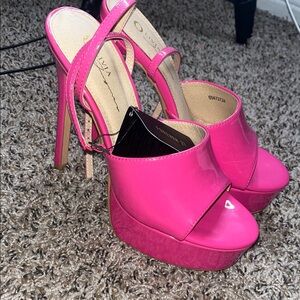 Forever 21 Hot Pink Slingback Platform Heels